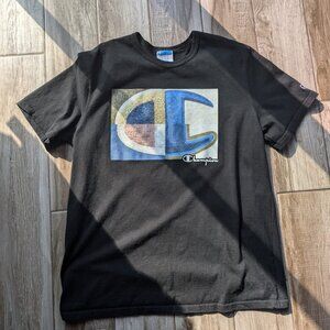 Champion Men’s XL Black Graphic T-Shirt Big C Logo Cotton Tee